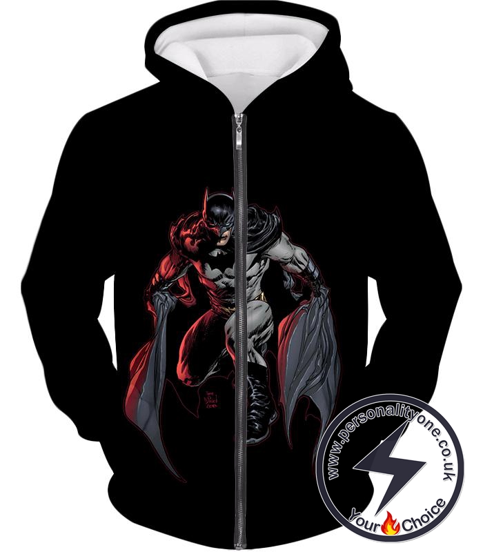 Powerful DC Hero Batman Ultimate Graphics Cool Black Zip Up Hoodie